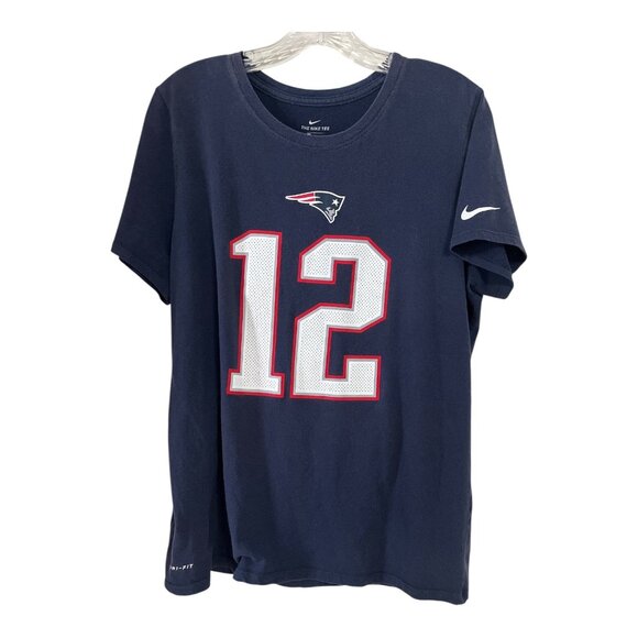 Nike Women’s XL Tom Brady #12 New England Patriots Dri-Fit Fan Tee Shirt - Picture 1 of 5